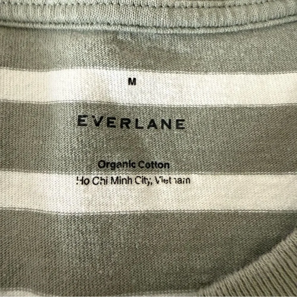 Everlane Tee T-Shirt Mens Sz M Green Striped Short Sleeve Organic Cotton Casual - Picture 7 of 9